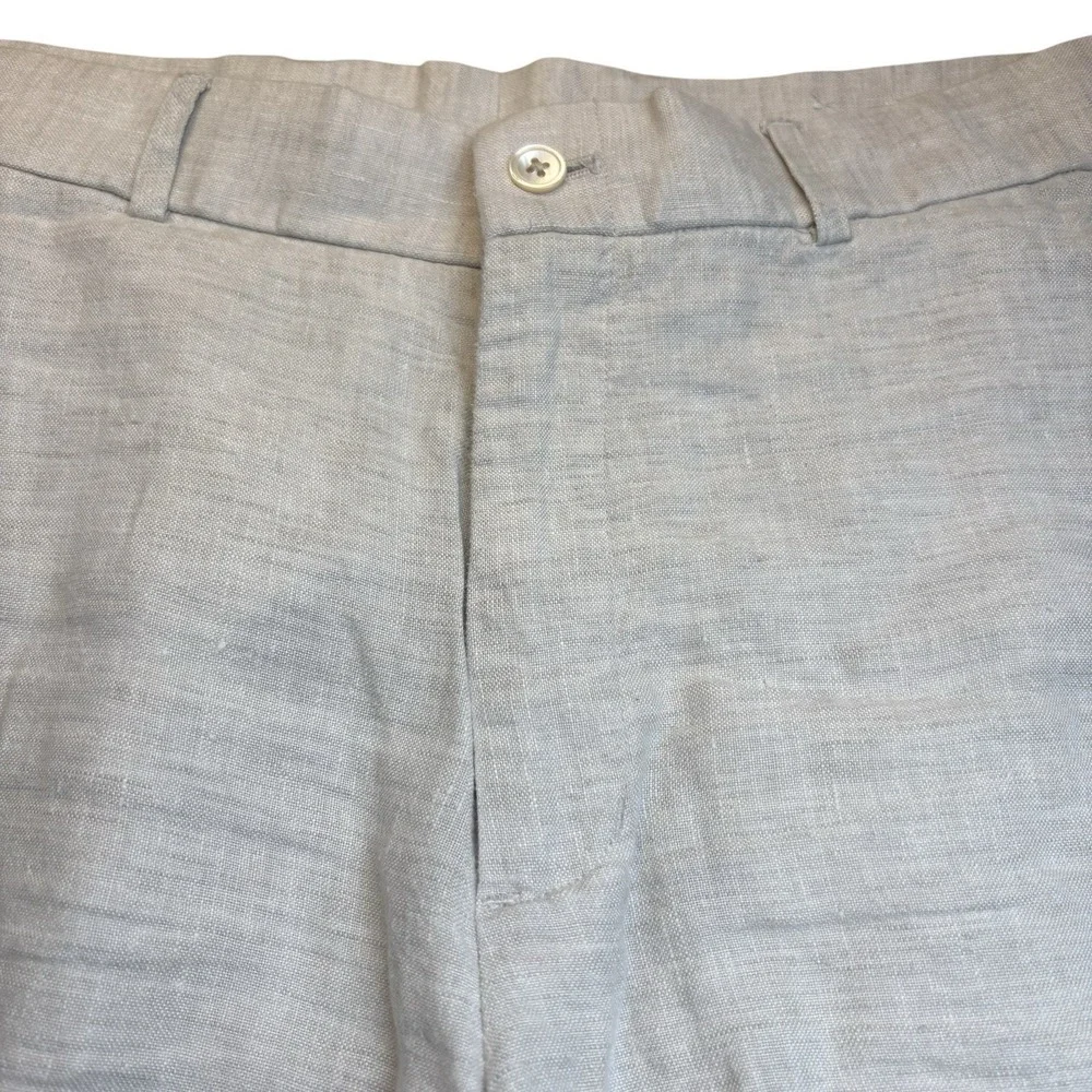 J. McLaughlin 100% Linen Khaki Shorts Size 32 Preppy Beach Coastal